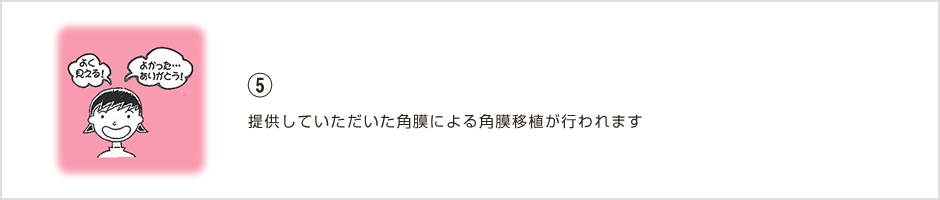 ⑤提供していただいた角膜による角膜移植が行われます